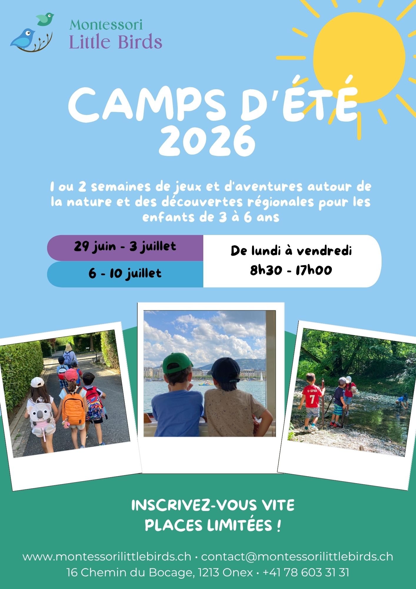 Summer camps for 3 to 6 years old, from June 29 to July 10